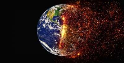 planet Earth graphic where half of the globe has been burnt to bits Photo by Image by Pete Linforth from Pixabay